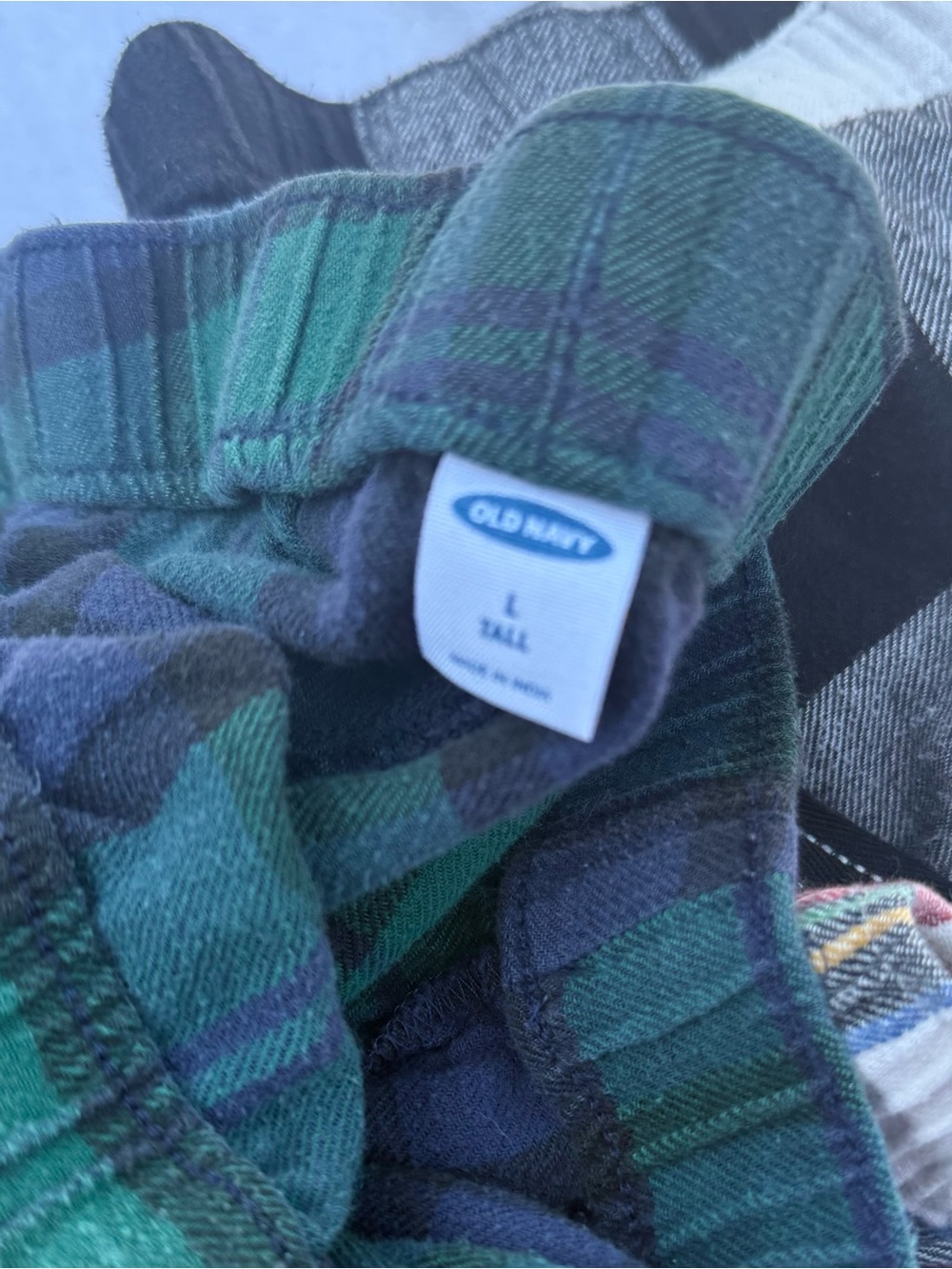 Old Navy 3 pairs large tall Green and Black Plaid Flannel pants size pj's Trio - Picture 2 of 3